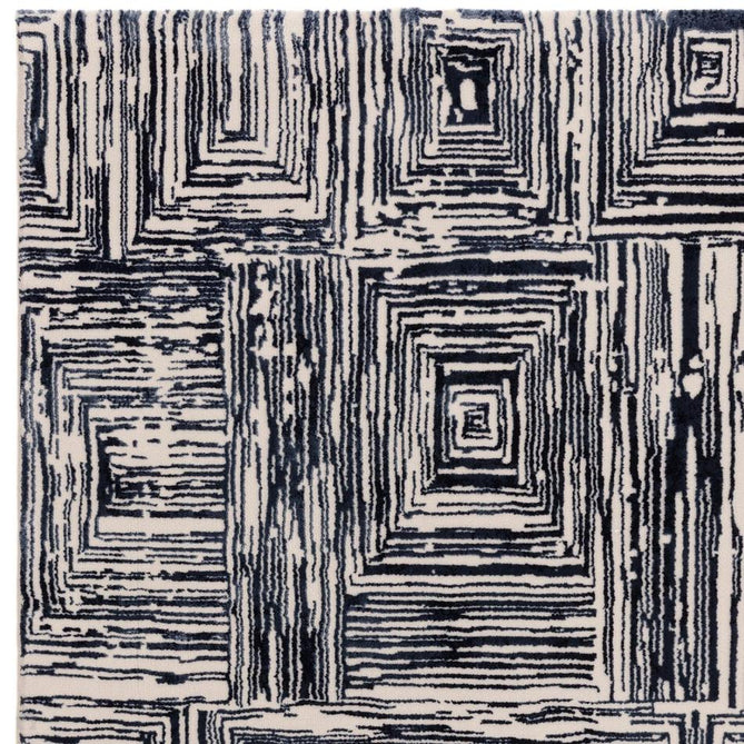 Kuza Portrait Modern Abstract Distressed Shimmer Hi-Lo Textured Soft Velvety Touch High-Density Durable Easy-Care Short Pile Navy Blue/Cream/Grey Rug-Asiatic Carpets-Rug Love - The Most Loved Rug Store