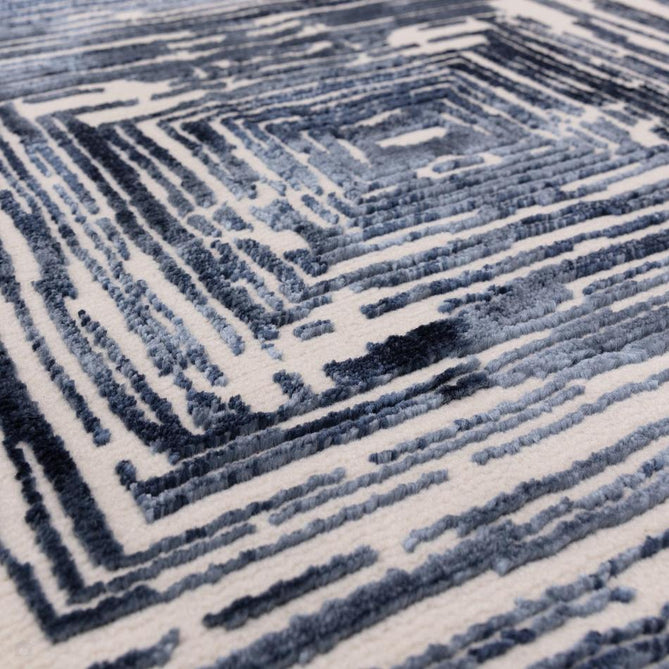 Kuza Portrait Modern Abstract Distressed Shimmer Hi-Lo Textured Soft Velvety Touch High-Density Durable Easy-Care Short Pile Navy Blue/Cream/Grey Rug-Asiatic Carpets-Rug Love - The Most Loved Rug Store