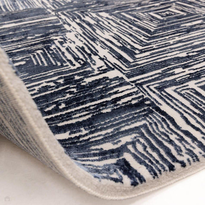 Kuza Portrait Modern Abstract Distressed Shimmer Hi-Lo Textured Soft Velvety Touch High-Density Durable Easy-Care Short Pile Navy Blue/Cream/Grey Rug-Asiatic Carpets-Rug Love - The Most Loved Rug Store