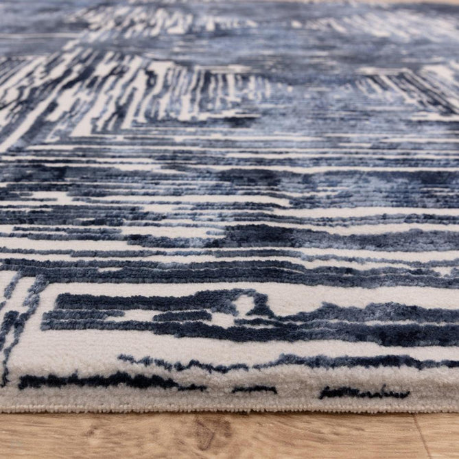 Kuza Portrait Modern Abstract Distressed Shimmer Hi-Lo Textured Soft Velvety Touch High-Density Durable Easy-Care Short Pile Navy Blue/Cream/Grey Rug-Asiatic Carpets-Rug Love - The Most Loved Rug Store