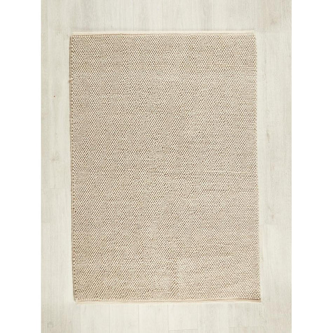 La Playa Modern Plain Mottled Beaded Pebble Hand Woven Textured Wool Looped Pile Natural Rug