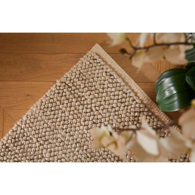 La Playa Modern Plain Mottled Beaded Pebble Hand Woven Textured Wool Looped Pile Natural Rug