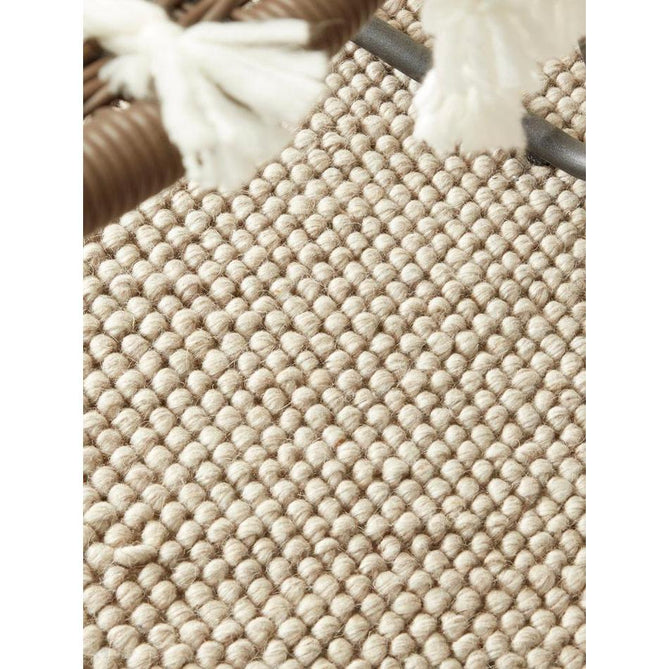 La Playa Modern Plain Mottled Beaded Pebble Hand Woven Textured Wool Looped Pile Natural Rug