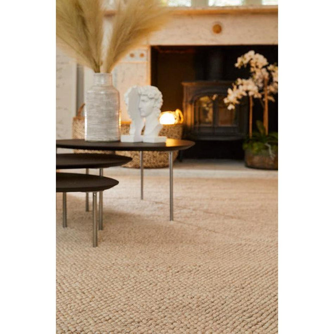 La Playa Modern Plain Mottled Beaded Pebble Hand Woven Textured Wool Looped Pile Natural Rug