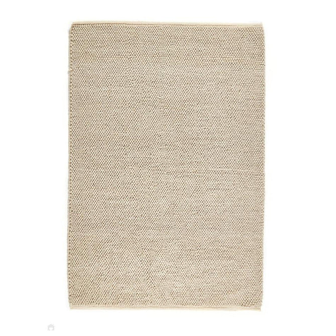 La Playa Modern Plain Mottled Beaded Pebble Hand Woven Textured Wool Looped Pile Natural Rug