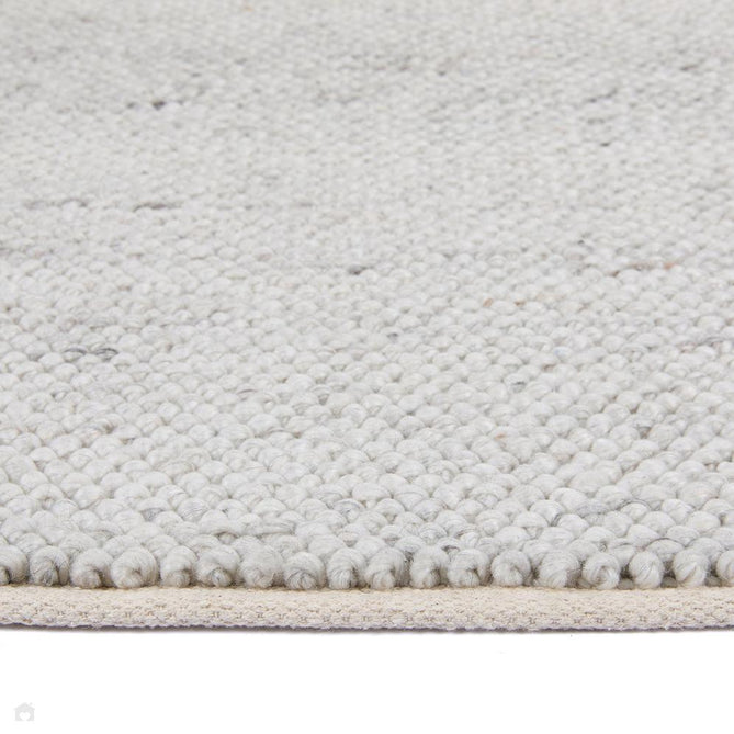 La Playa Modern Plain Mottled Beaded Pebble Hand Woven Textured Wool Flat-Pile Silver/Charcoal Grey/vory Rug