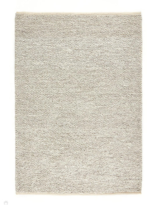 La Playa Modern Plain Mottled Beaded Pebble Hand Woven Textured Wool Flat-Pile Silver/Charcoal Grey/vory Rug