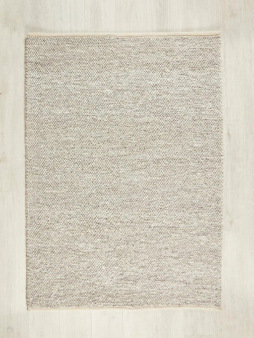 La Playa Modern Plain Mottled Beaded Pebble Hand Woven Textured Wool Flat-Pile Silver/Charcoal Grey/vory Rug
