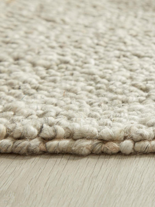 La Playa Modern Plain Mottled Beaded Pebble Hand Woven Textured Wool Flat-Pile Silver/Charcoal Grey/vory Rug