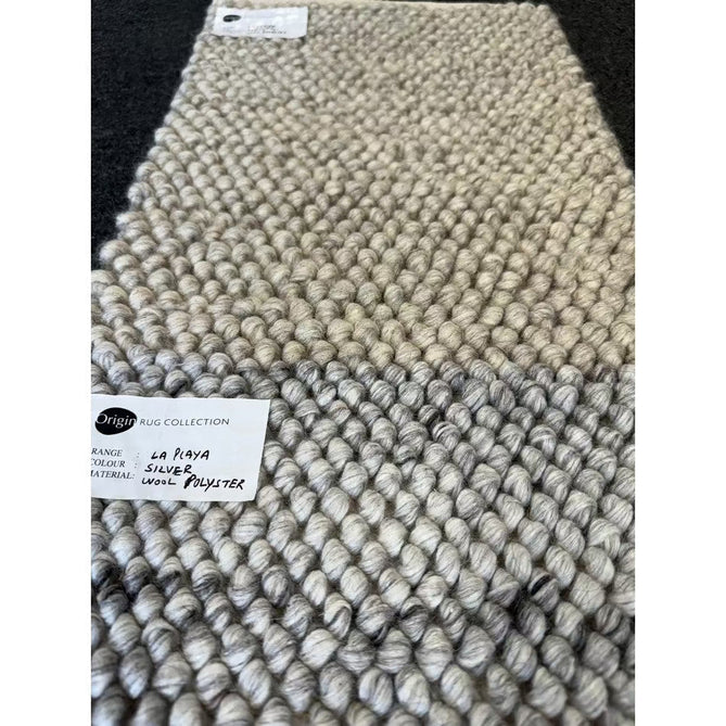 La Playa Modern Plain Mottled Beaded Pebble Hand Woven Textured Wool Flat-Pile Silver/Ivory Rug-Origins-Rug Love - The Most Loved Rug Store