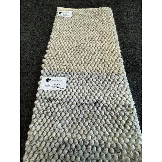 La Playa Modern Plain Mottled Beaded Pebble Hand Woven Textured Wool Flat-Pile Silver/Ivory Rug-Origins-Rug Love - The Most Loved Rug Store
