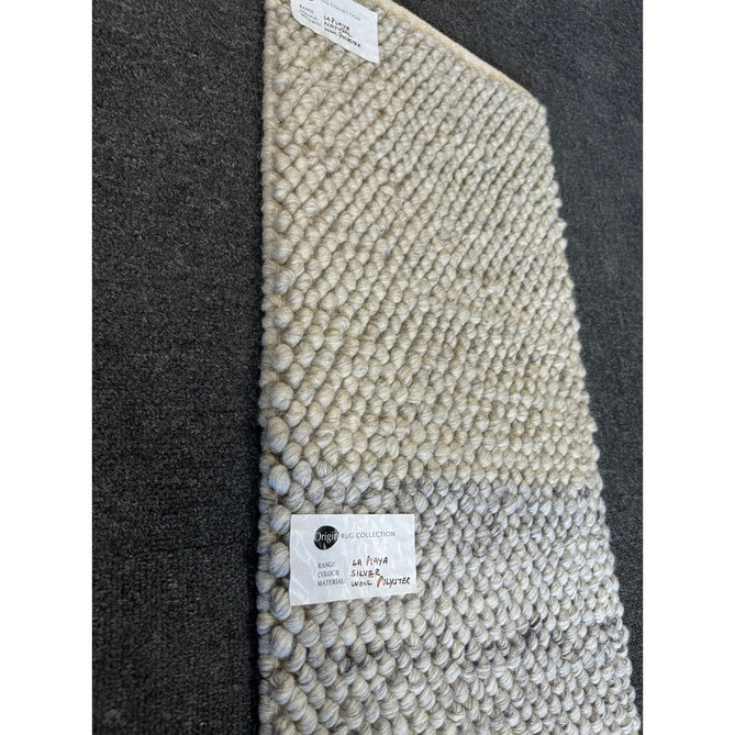 La Playa Modern Plain Mottled Beaded Pebble Hand Woven Textured Wool Flat-Pile Silver/Ivory Rug-Origins-Rug Love - The Most Loved Rug Store