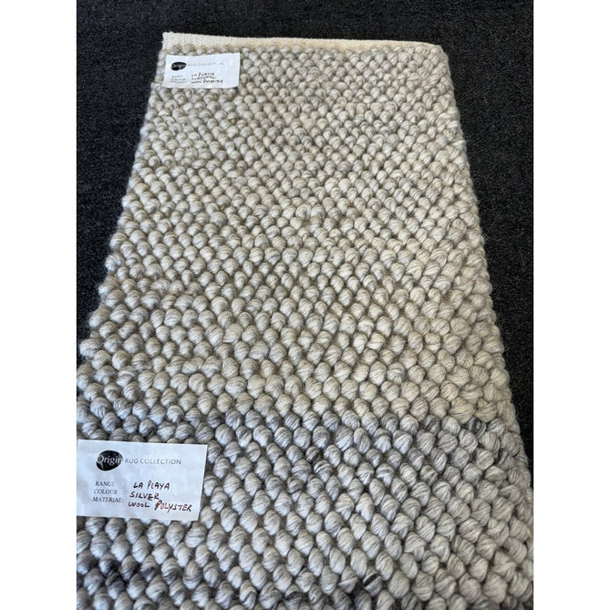 La Playa Modern Plain Mottled Beaded Pebble Hand Woven Textured Wool Flat-Pile Silver/Ivory Rug-Origins-Rug Love - The Most Loved Rug Store
