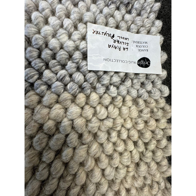 La Playa Modern Plain Mottled Beaded Pebble Hand Woven Textured Wool Flat-Pile Silver/Ivory Rug-Origins-Rug Love - The Most Loved Rug Store