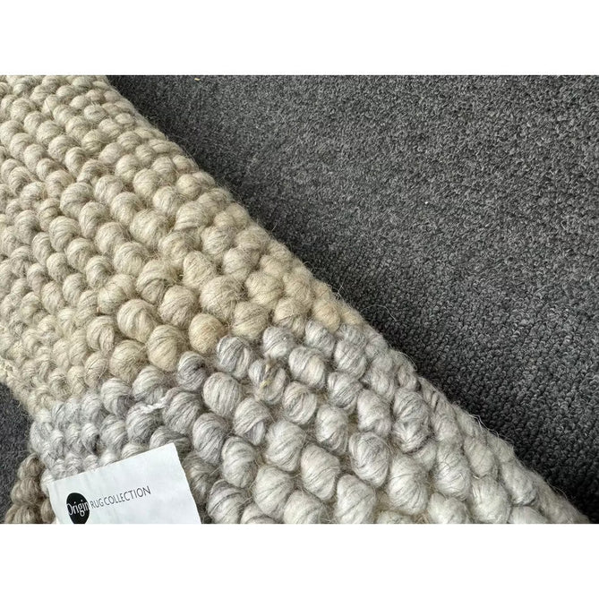 La Playa Modern Plain Mottled Beaded Pebble Hand Woven Textured Wool Flat-Pile Silver/Ivory Rug-Origins-Rug Love - The Most Loved Rug Store