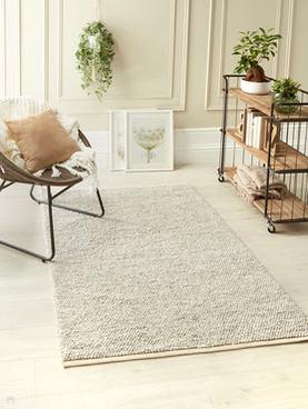 La Playa Modern Plain Mottled Beaded Pebble Hand Woven Textured Wool Flat-Pile Silver/Charcoal Grey/vory Rug