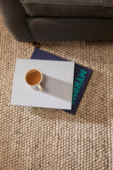 La Playa Modern Plain Mottled Beaded Pebble Hand Woven Textured Wool Flat-Pile Silver/Charcoal Grey/vory Rug