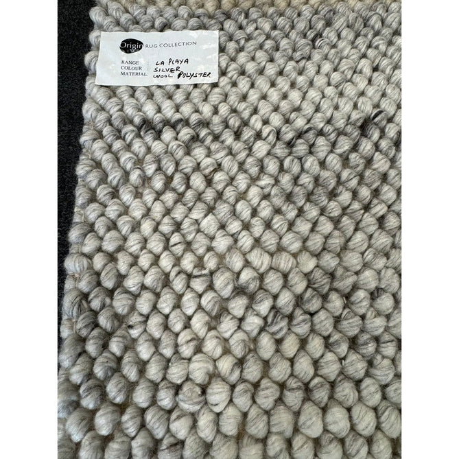 La Playa Modern Plain Mottled Beaded Pebble Hand Woven Textured Wool Flat-Pile Silver/Ivory Rug-Origins-Rug Love - The Most Loved Rug Store