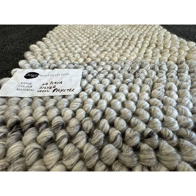 La Playa Modern Plain Mottled Beaded Pebble Hand Woven Textured Wool Flat-Pile Silver/Ivory Rug-Origins-Rug Love - The Most Loved Rug Store