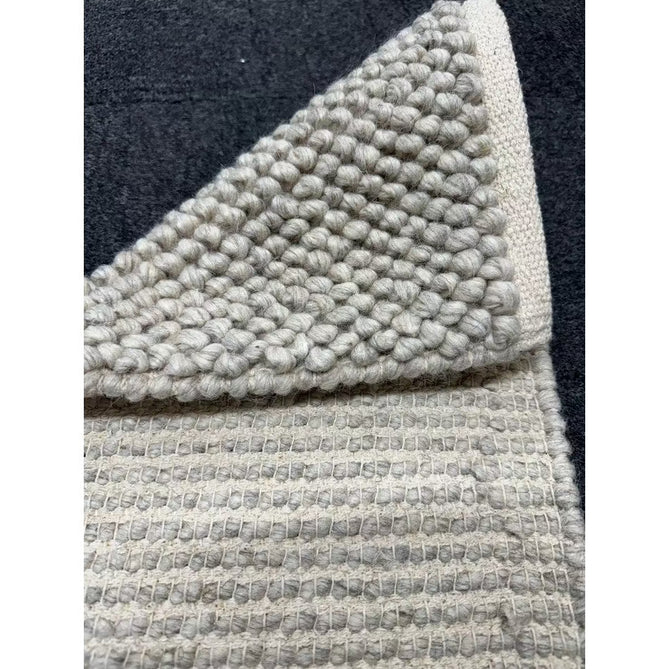 La Playa Modern Plain Mottled Beaded Pebble Hand Woven Textured Wool Flat-Pile Silver/Ivory Rug 120x170cm-Shop Returns-Rug Love - The Most Loved Rug Store