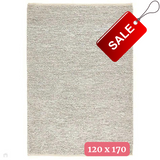 La Playa Modern Plain Mottled Beaded Pebble Hand Woven Textured Wool Flat-Pile Silver/Ivory Rug 120x170cm