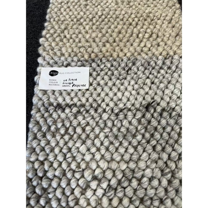 La Playa Modern Plain Mottled Beaded Pebble Hand Woven Textured Wool Looped Pile Silver/Charcoal Grey/vory Rug-Origins-Rug Love - The Most Loved Rug Store