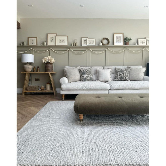 La Playa Modern Plain Mottled Beaded Pebble Hand Woven Textured Wool Looped Pile Silver/Charcoal Grey/vory Rug-Origins-Rug Love - The Most Loved Rug Store