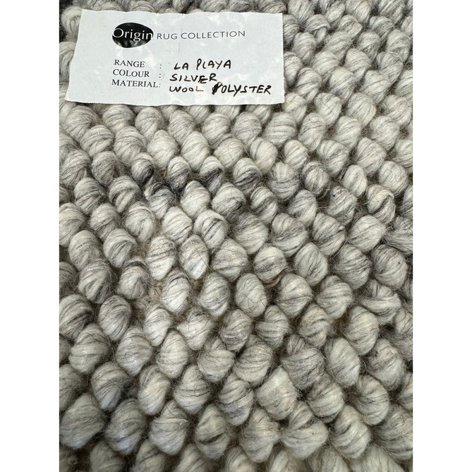 La Playa Modern Plain Mottled Beaded Pebble Hand Woven Textured Wool Looped Pile Silver/Charcoal Grey/vory Rug-Origins-Rug Love - The Most Loved Rug Store