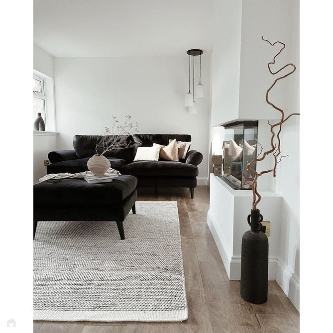 La Playa Modern Plain Mottled Beaded Pebble Hand Woven Textured Wool Looped Pile Silver/Charcoal Grey/vory Rug-Origins-Rug Love - The Most Loved Rug Store