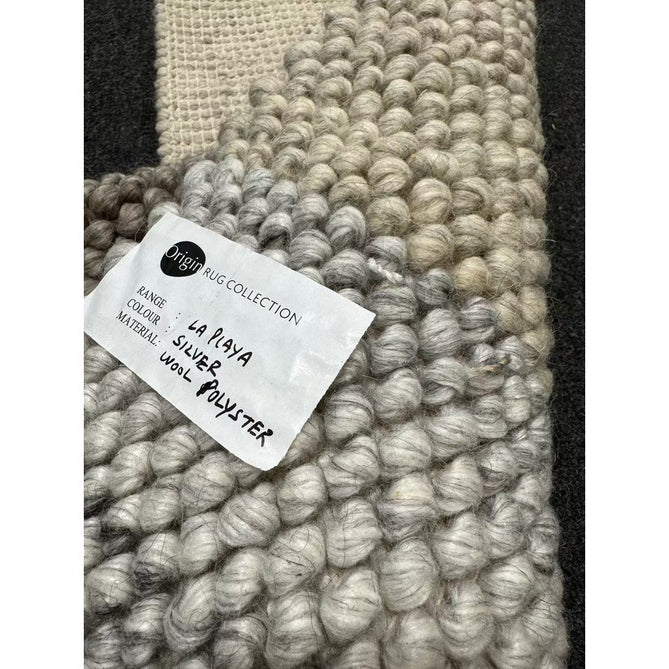 La Playa Modern Plain Mottled Beaded Pebble Hand Woven Textured Wool Looped Pile Silver/Charcoal Grey/vory Rug-Origins-Rug Love - The Most Loved Rug Store