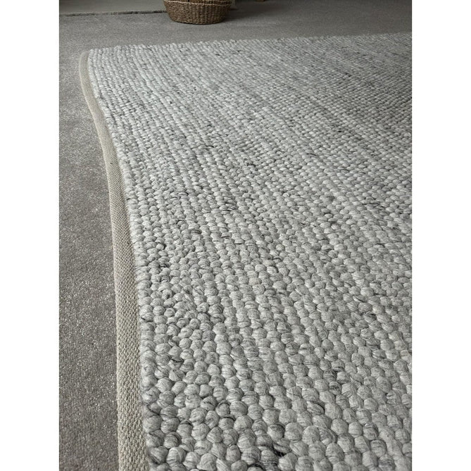 La Playa Modern Plain Mottled Beaded Pebble Hand Woven Textured Wool Looped Pile Silver/Charcoal Grey/vory Rug-Origins-Rug Love - The Most Loved Rug Store