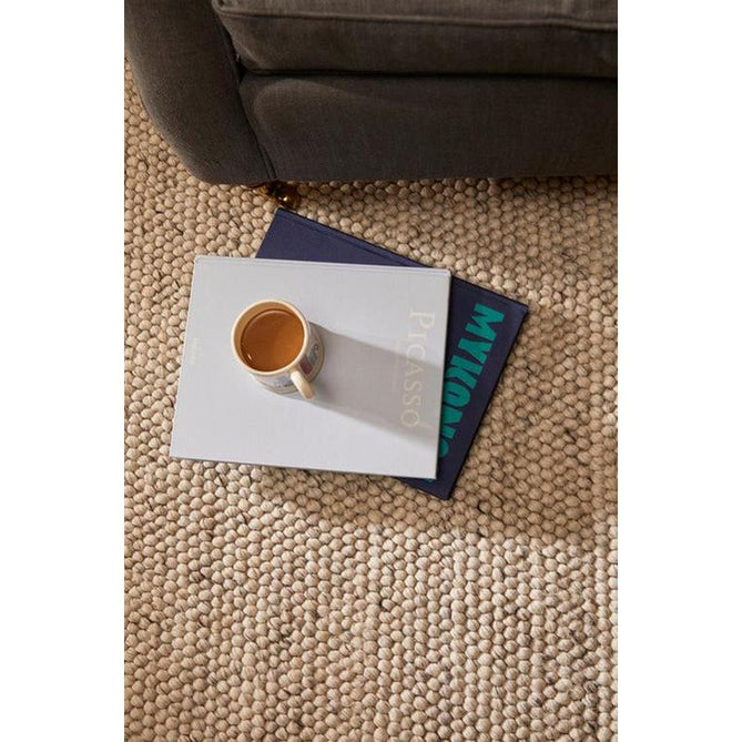 La Playa Modern Plain Mottled Beaded Pebble Hand Woven Textured Wool Looped Pile Silver/Charcoal Grey/vory Rug-Origins-Rug Love - The Most Loved Rug Store