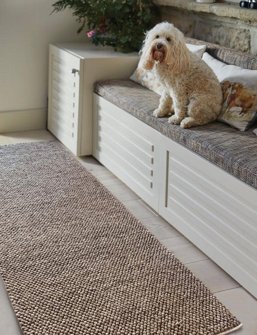 La Playa Modern Plain Mottled Beaded Pebble Hand Woven Wool Looped Pile Rustic Brown/Grey Rug