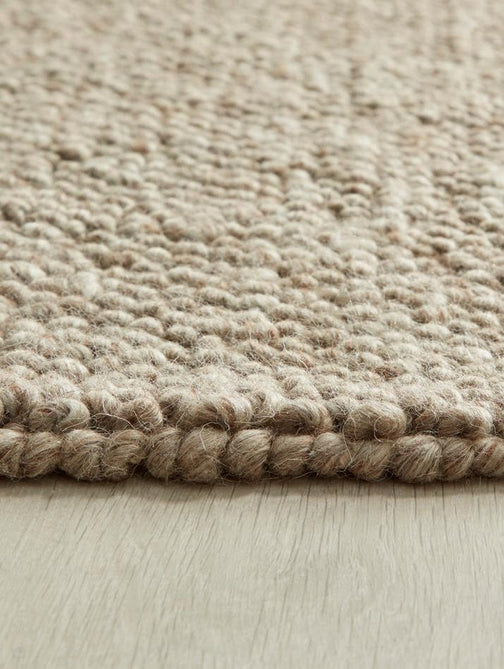 La Playa Modern Plain Mottled Beaded Pebble Hand Woven Wool Looped Pile Rustic Brown/Grey Rug
