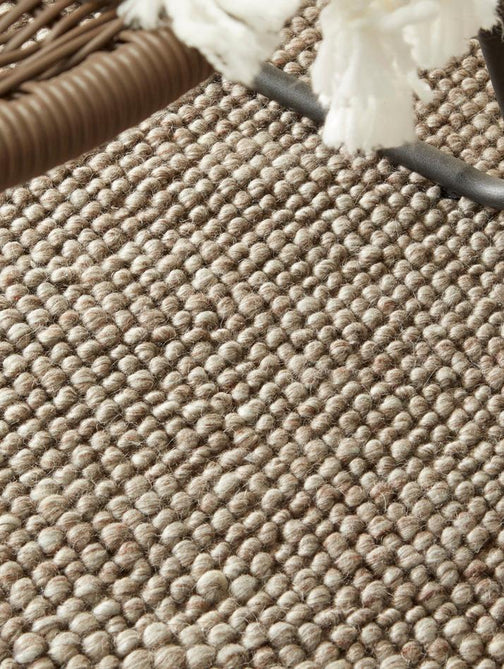 La Playa Modern Plain Mottled Beaded Pebble Hand Woven Wool Looped Pile Rustic Brown/Grey Rug