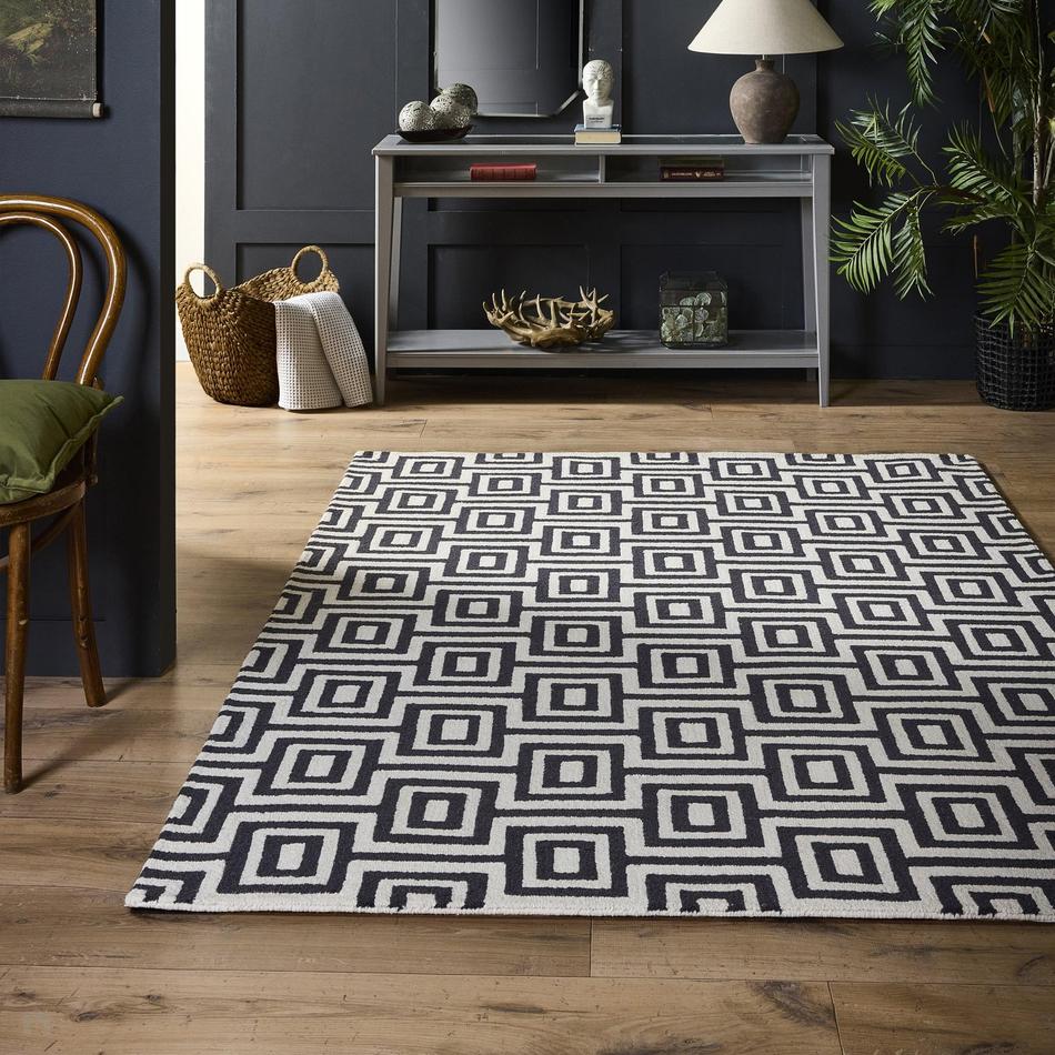 Labyrinth Modern Geometric Repeated Squares Hand-Woven Ribbed Textured