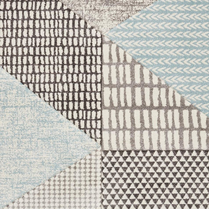 Catherine Lansfield Larsson Geo Modern Abstract Durable Easy-Care Carved High Density Polyproplyene Blue/Grey Rug