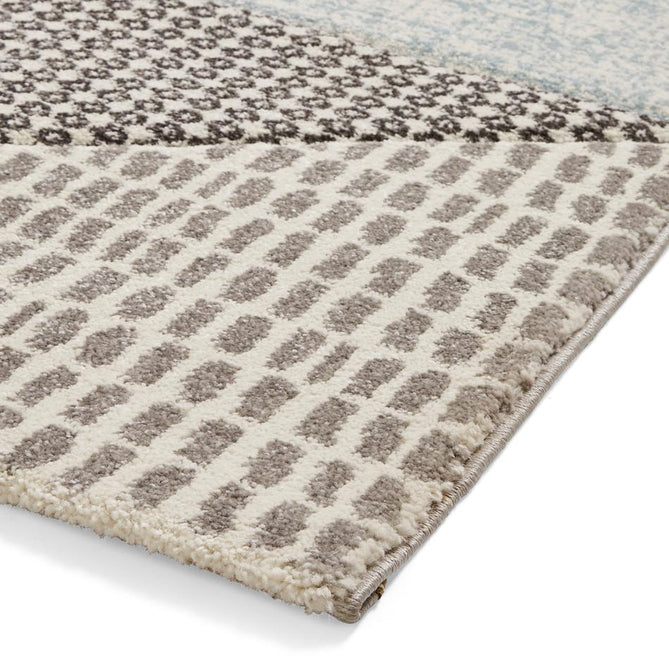 Catherine Lansfield Larsson Geo Modern Abstract Durable Easy-Care Carved High Density Polyproplyene Blue/Grey Rug