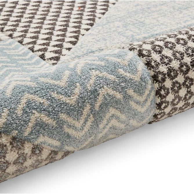 Catherine Lansfield Larsson Geo Modern Abstract Durable Easy-Care Carved High Density Polyproplyene Blue/Grey Rug