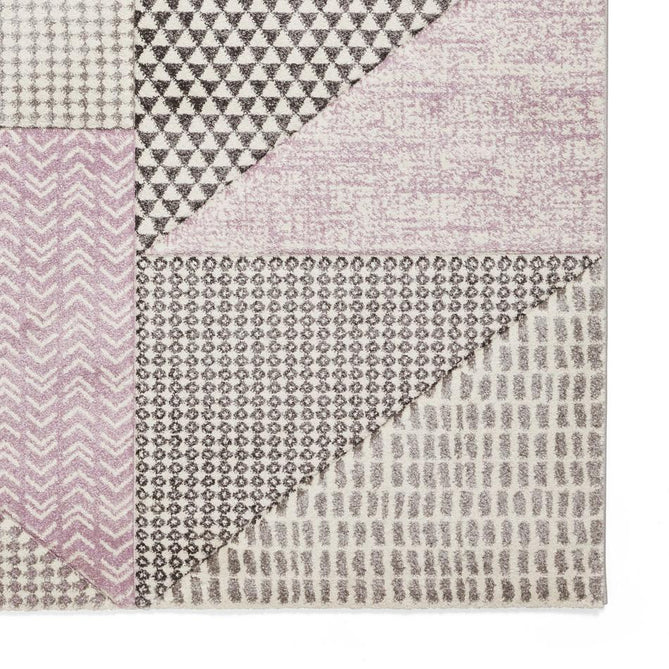 Catherine Lansfield Larsson Geo Modern Abstract Durable Easy-Care Carved High Density Polyproplyene Lilac/Grey Rug