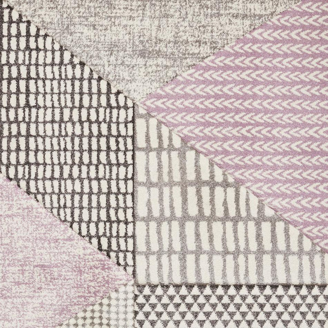 Catherine Lansfield Larsson Geo Modern Abstract Durable Easy-Care Carved High Density Polyproplyene Lilac/Grey Rug