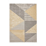 Catherine Lansfield Larsson Geo Modern Abstract Durable Easy-Care Carved High Density Polyproplyene Ochre/Grey Rug