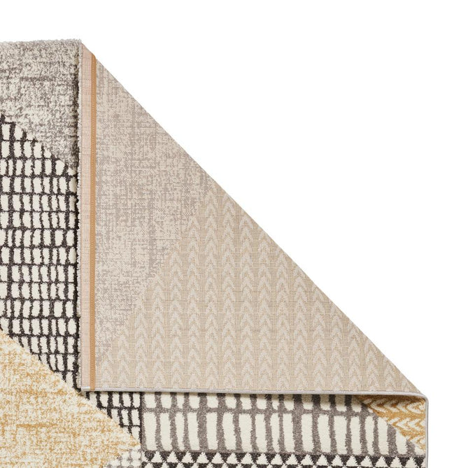 Catherine Lansfield Larsson Geo Modern Abstract Durable Easy-Care Carved High Density Polyproplyene Ochre/Grey Rug