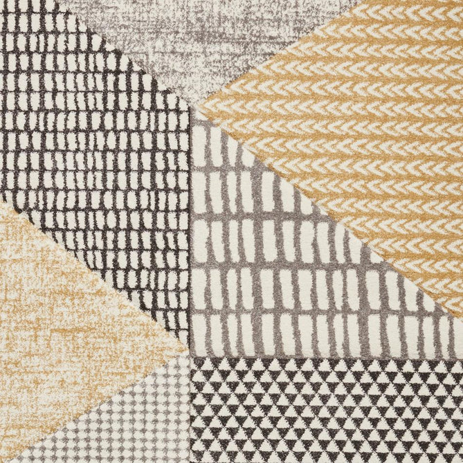 Catherine Lansfield Larsson Geo Modern Abstract Durable Easy-Care Carved High Density Polyproplyene Ochre/Grey Rug