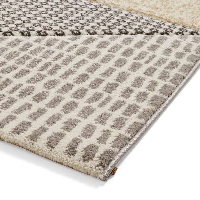 Catherine Lansfield Larsson Geo Modern Abstract Durable Easy-Care Carved High Density Polyproplyene Ochre/Grey Rug