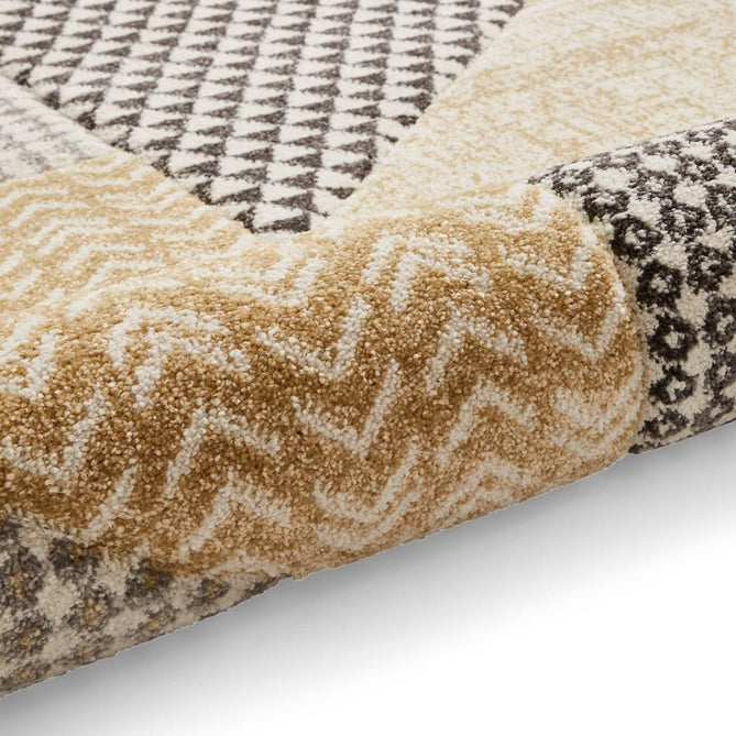 Catherine Lansfield Larsson Geo Modern Abstract Durable Easy-Care Carved High Density Polyproplyene Ochre/Grey Rug