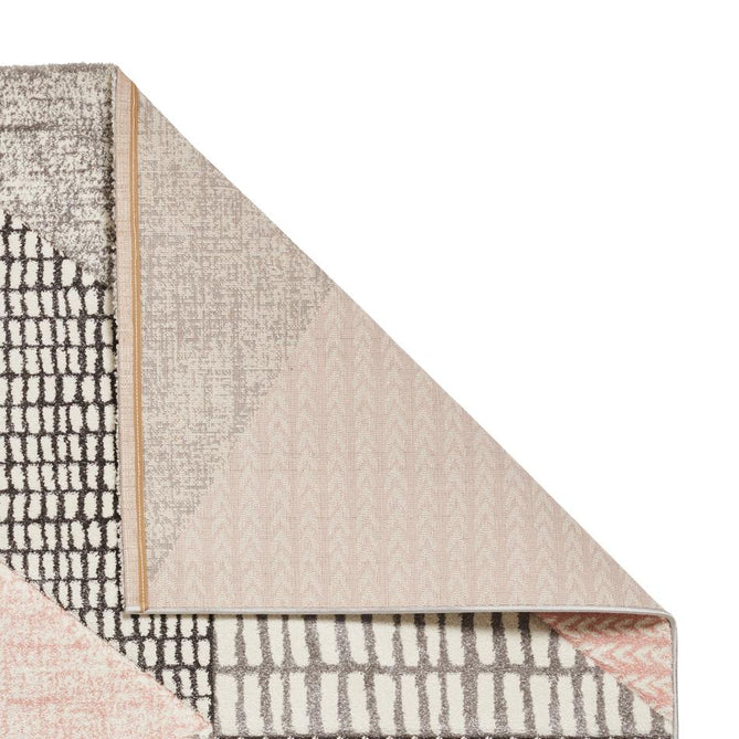 Catherine Lansfield Larsson Geo Modern Abstract Durable Easy-Care Carved High Density Polyproplyene Rose/Grey Rug