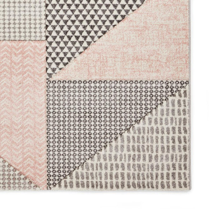 Catherine Lansfield Larsson Geo Modern Abstract Durable Easy-Care Carved High Density Polyproplyene Rose/Grey Rug