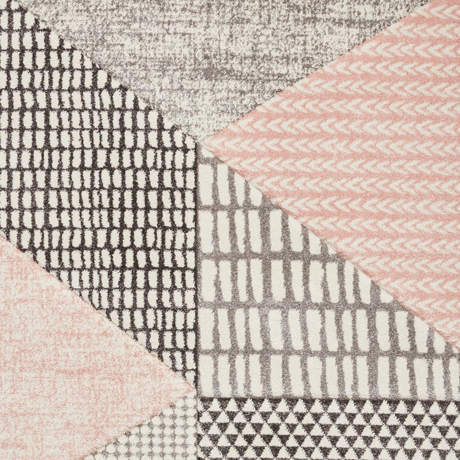 Catherine Lansfield Larsson Geo Modern Abstract Durable Easy-Care Carved High Density Polyproplyene Rose/Grey Rug