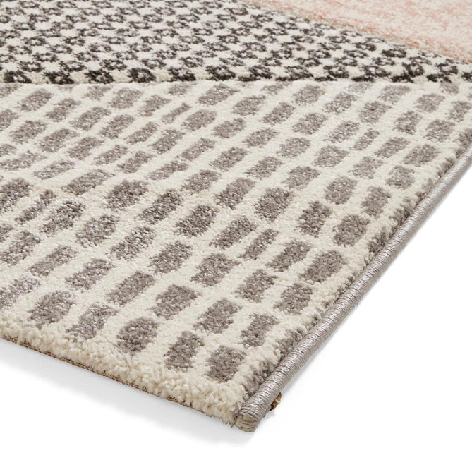 Catherine Lansfield Larsson Geo Modern Abstract Durable Easy-Care Carved High Density Polyproplyene Rose/Grey Rug
